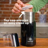 Spice & Coffee Grinder, top cap ensures an easy clean up.