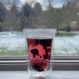 Rose bud tea in a glass