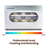 Professional-level proofing and retarding with a temperature range of 41°F to 122°F.
