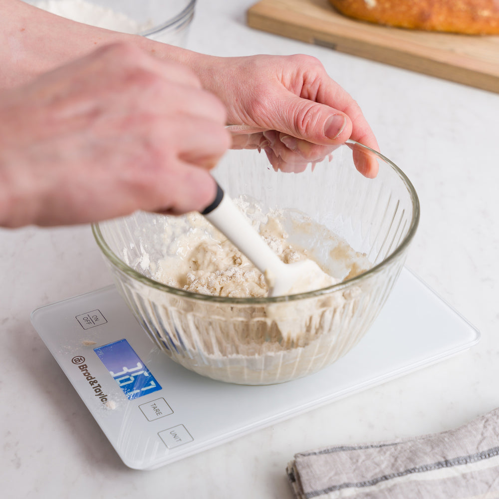 Mixing flour on the High Capacity Baking Scale