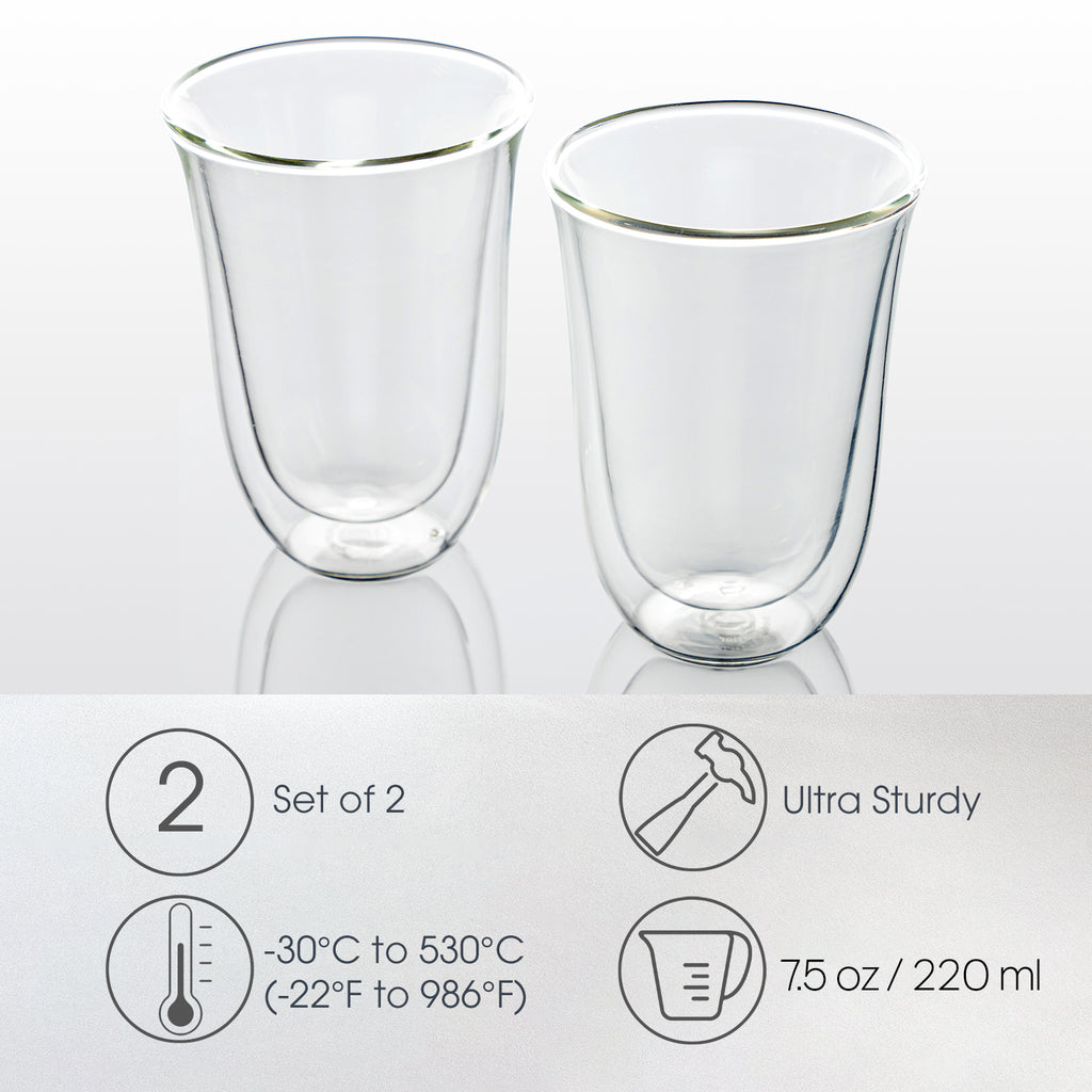 De'Longhi set of 2 Cappuccino Double Wall Thermal Glasses & Reviews